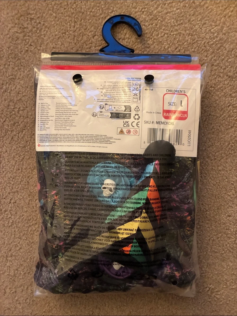 Morph Costumes Rainbow Clown Kids Halloween Costume - Size Large